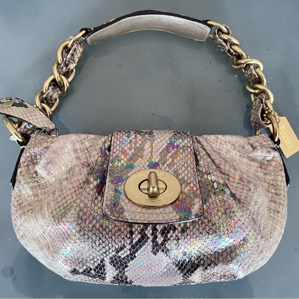 Coach python multi color metallic party bag